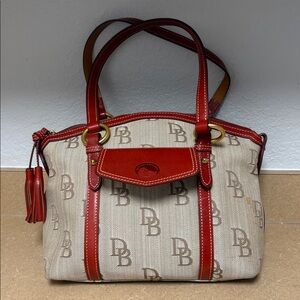 Dooney & Bourke Red and Tan Shoulder Bag